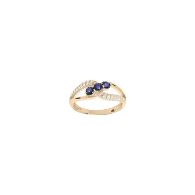 Bague en plaqué or et oxydes de zirconium, taille 56