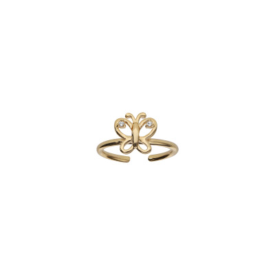 Bague réglable papillon ajouré en plaqué or et oxydes de zirconium