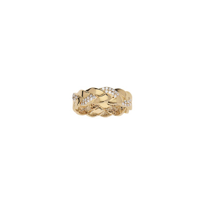 Bague torsadée en plaqué or et oxydes de zirconium