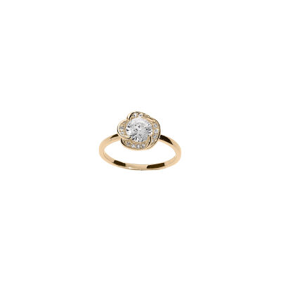 Bague noeud d'amour blancs en plaqué or et oxydes de zirconium, taille 56