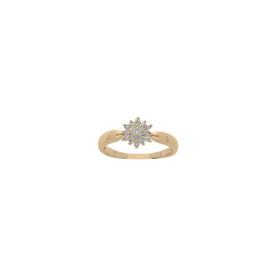 Bague solitaire en plaqué or et oxydes de zirconium, taille 56