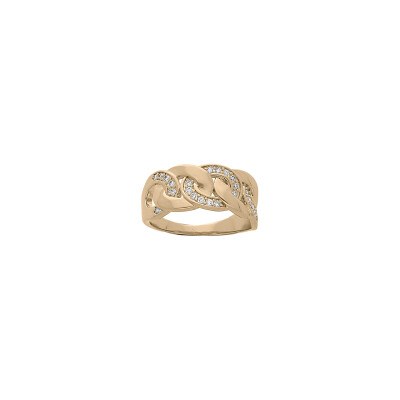 Bague entrelacée en plaqué or et oxydes de zirconium