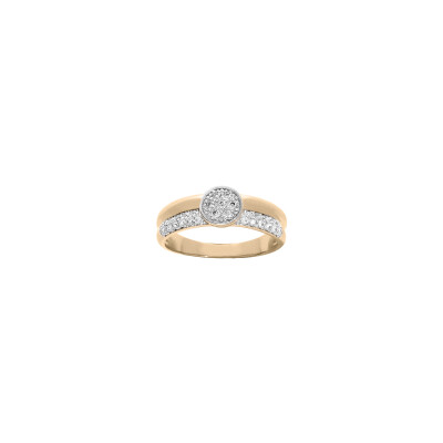 Bague en plaqué or et oxydes de zirconium