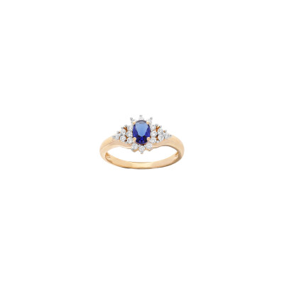Bague en plaqué or et oxydes de zirconium