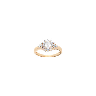 Bague en plaqué or et oxydes de zirconium, taille 64