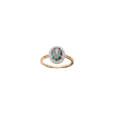 Bague en plaqué or et oxydes de zirconium, taille 62