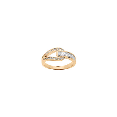 Bague en plaqué or et oxydes de zirconium, taille 54