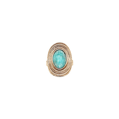 Bague en plaqué or et amazonite