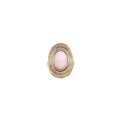 Bague en plaqué or et quartz rose