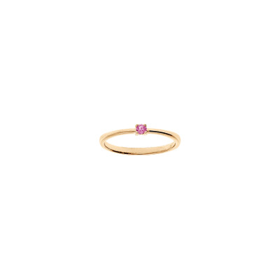 Bague en plaqué or et tourmaline rose, taille 52