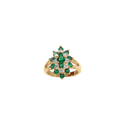 Bague marquise en plaqué or et oxydes de zirconium, taille 56