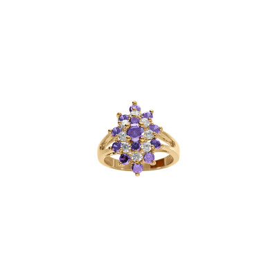 Bague marquise en plaqué or et oxydes de zirconium, taille 56