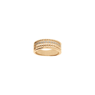 Bague multi rangs en plaqué or et oxydes de zirconium, taille 56