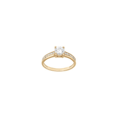 Bague solitaire en plaqué or et oxydes de zirconium, taille 54