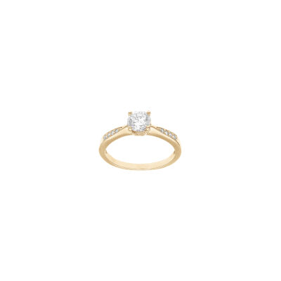 Bague solitaire en plaqué or et oxydes de zirconium, taille 56