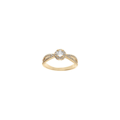 Bague croisée en plaqué or et oxydes de zirconium, taille 56