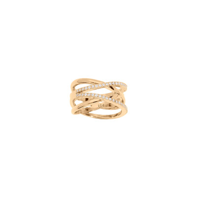 Bague en plaqué or et oxydes de zirconium, taille 58