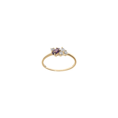 Bague en plaqué or et oxydes de zirconium, taille 52