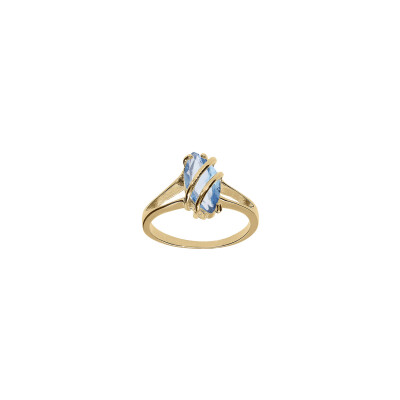 Bague navette en plaqué or et oxyde de zirconium, taille 60