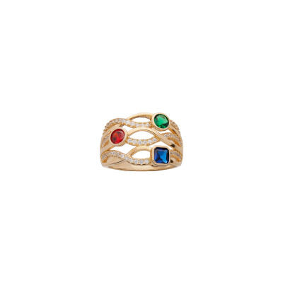 Bague croisée en plaqué or et oxydes de zirconium