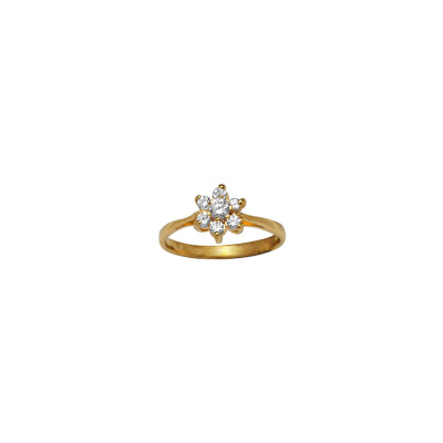 Bague fleur en plaqué or et pierres blanches
