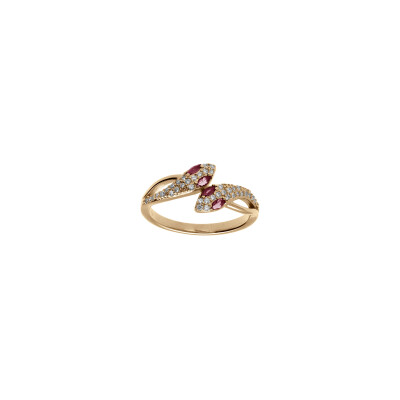 Bague serpent en plaqué or et oxydes de zirconium, taille 58