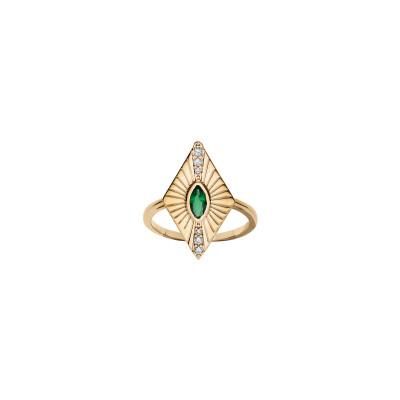 Bague forme losange en plaqué or et oxyde de zirconium