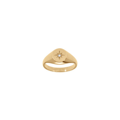 Chevalière en plaqué or et oxyde de zirconium