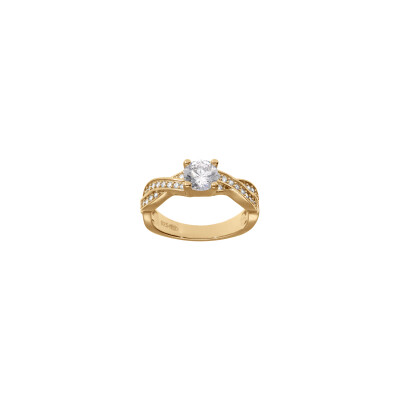Bague en plaqué or et oxydes de zirconium, taille 54