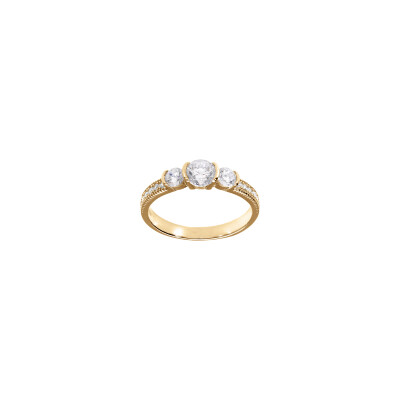 Bague trilogie en plaqué or et oxydes de zirconium, taille 54