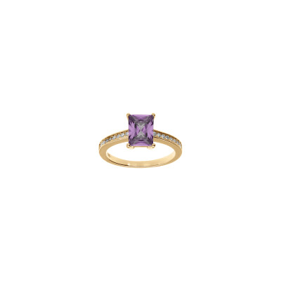 Bague en plaqué or et oxyde de zirconium, taille 56
