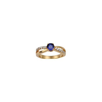 Bague en plaqué or et pierre bleue, taille 54