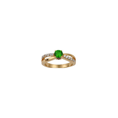 Bague en plaqué or et pierre verte, taille 54