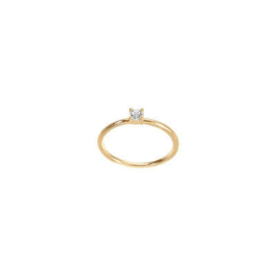 Bague solitaire en plaqué or et oxyde de zirconium, taille 54