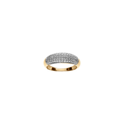 Bague en plaqué or et oxydes de zirconium, taille 54