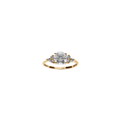 Bague en plaqué or et oxydes de zirconium