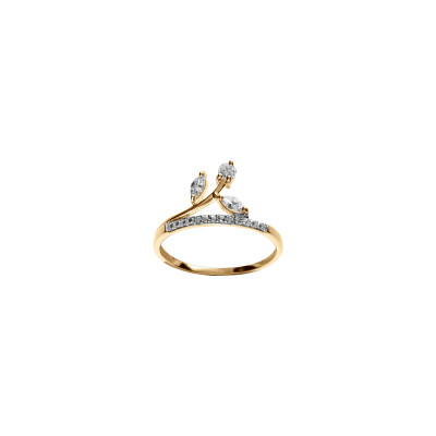 Bague en plaqué or et oxydes de zirconium, taille 54