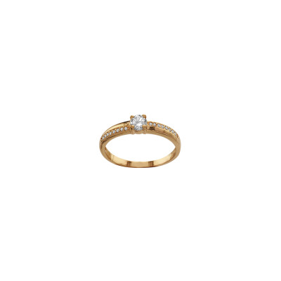 Bague en plaqué or et pierres blanches