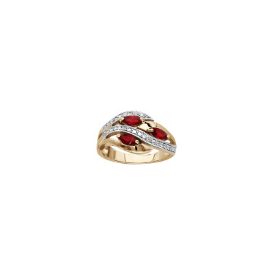 Bague navettes en plaqué or et oxydes de zirconium, taille 56