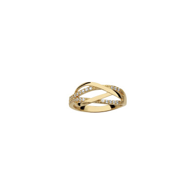Bague en plaqué or et oxydes de zirconium, taille 56