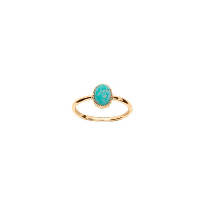 Bague en plaqué or et amazonite, taille 54