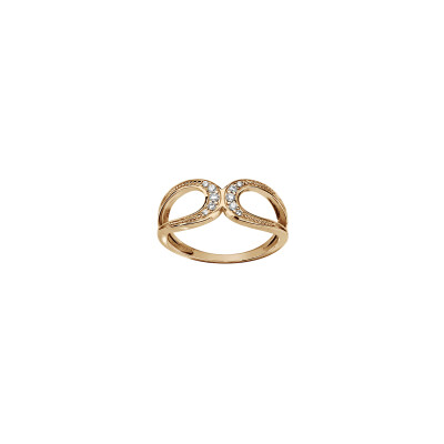Bague double fer à cheval en plaqué or et oxydes de zirconium, taille 54