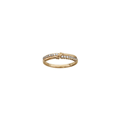 Bague en plaqué or et oxydes de zirconium