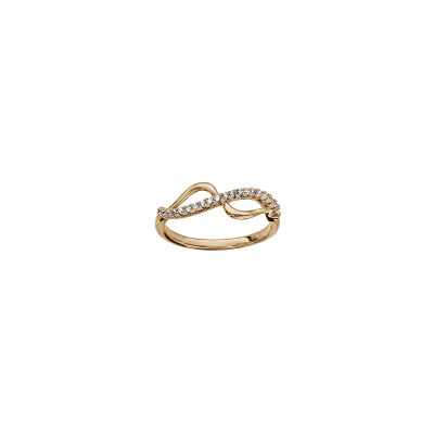 Bague volute en plaqué or et oxydes de zirconium, taille 54