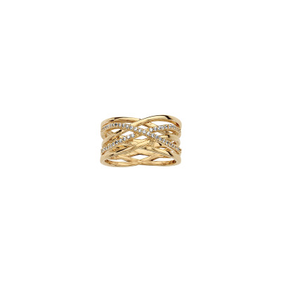 Bague en plaqué or et oxydes de zirconium, taille 56