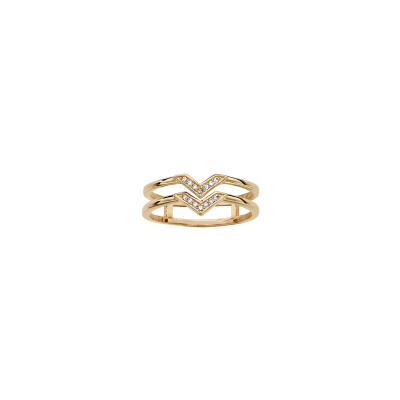 Bague en plaqué or et oxydes de zirconium, taille 54