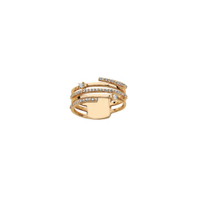 Bague en plaqué or et oxydes de zirconium, taille 58