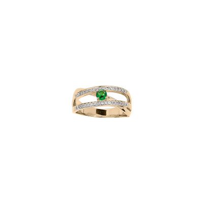 Bague en plaqué or et oxydes de zirconium, taille 58