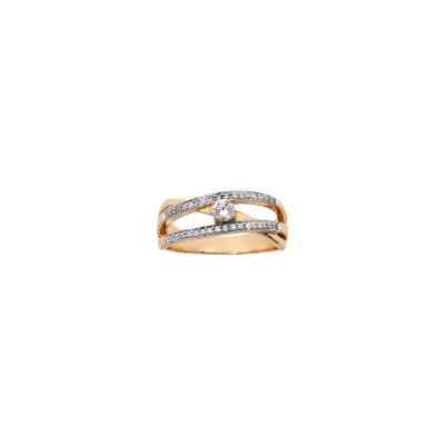 Bague en plaqué or et oxydes de zirconium, taille 58