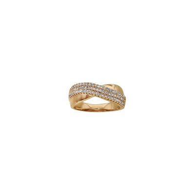 Bague en plaqué or et oxydes de zirconium